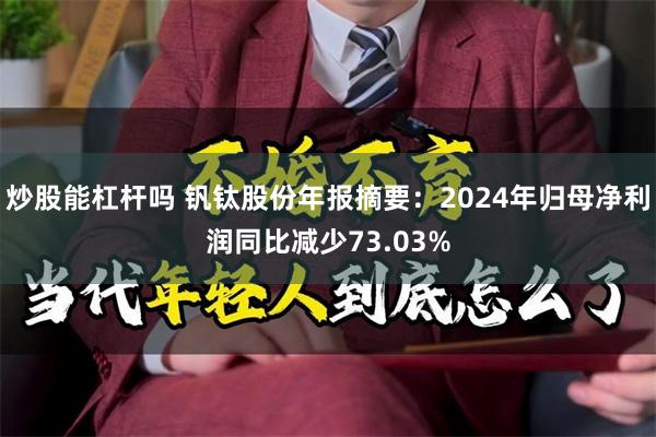 炒股能杠杆吗 钒钛股份年报摘要：2024年归母净利润同比减少73.03%