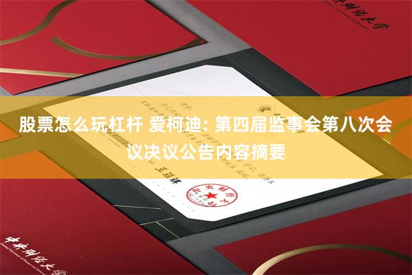 股票怎么玩杠杆 爱柯迪: 第四届监事会第八次会议决议公告内容摘要