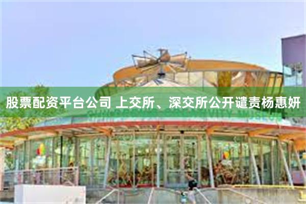 股票配资平台公司 上交所、深交所公开谴责杨惠妍