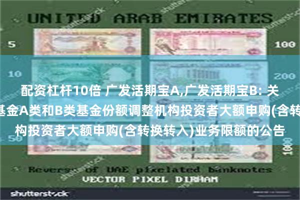 配资杠杆10倍 广发活期宝A,广发活期宝B: 关于广发活期宝货币市场基金A类和B类基金份额调整机构投资者大额申购(含转换转入)业务限额的公告