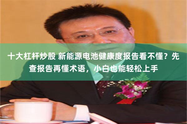 十大杠杆炒股 新能源电池健康度报告看不懂？先查报告再懂术语，小白也能轻松上手